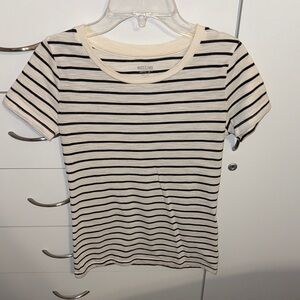 Mossimo Supply Co. Cream and Black Striped Tee